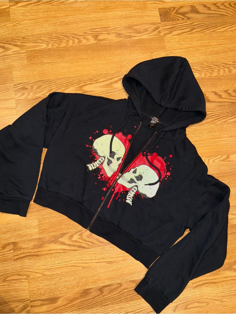 Social Collision Cropped Zip Hoodie